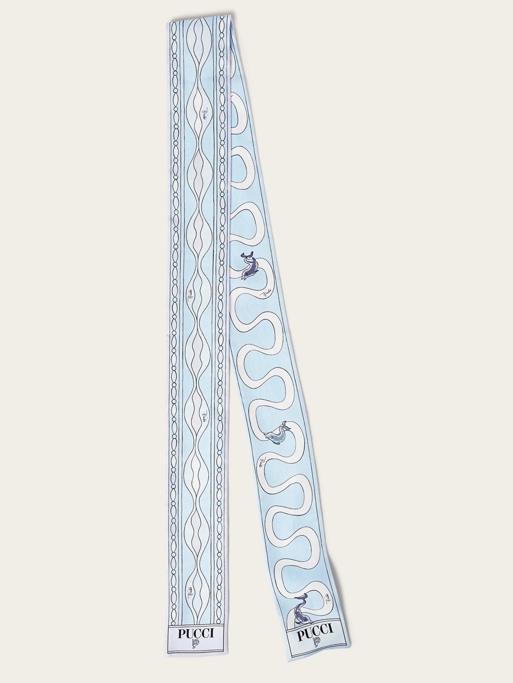 Emilio Pucci Light Blue MIXED PRINT SILK BANDEAU Scarf